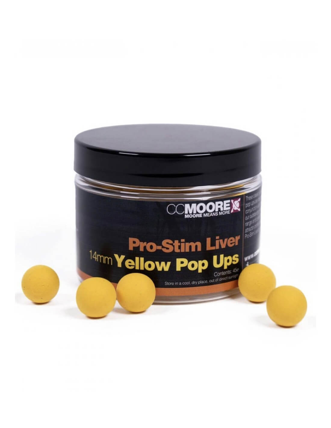 Pop ups Ccmoore Pro-Stim Liver Amarillo 14 mm - Tienda Carpfishing