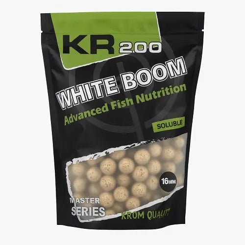 Boilies Solubles Krom Quality KR200 White Boom 16 mm 800G - Tienda Carpfishing