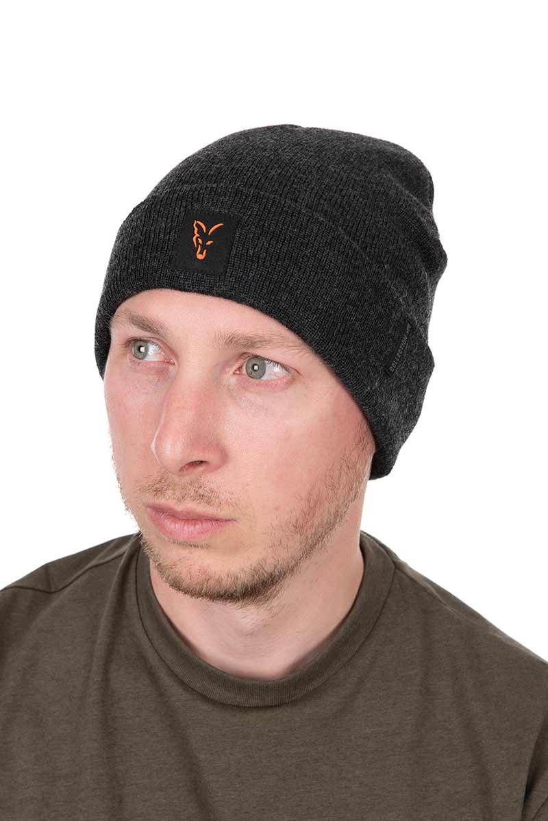 Gorro Fox Collection Beanie Negro y Naranja - Tienda Carpfishing