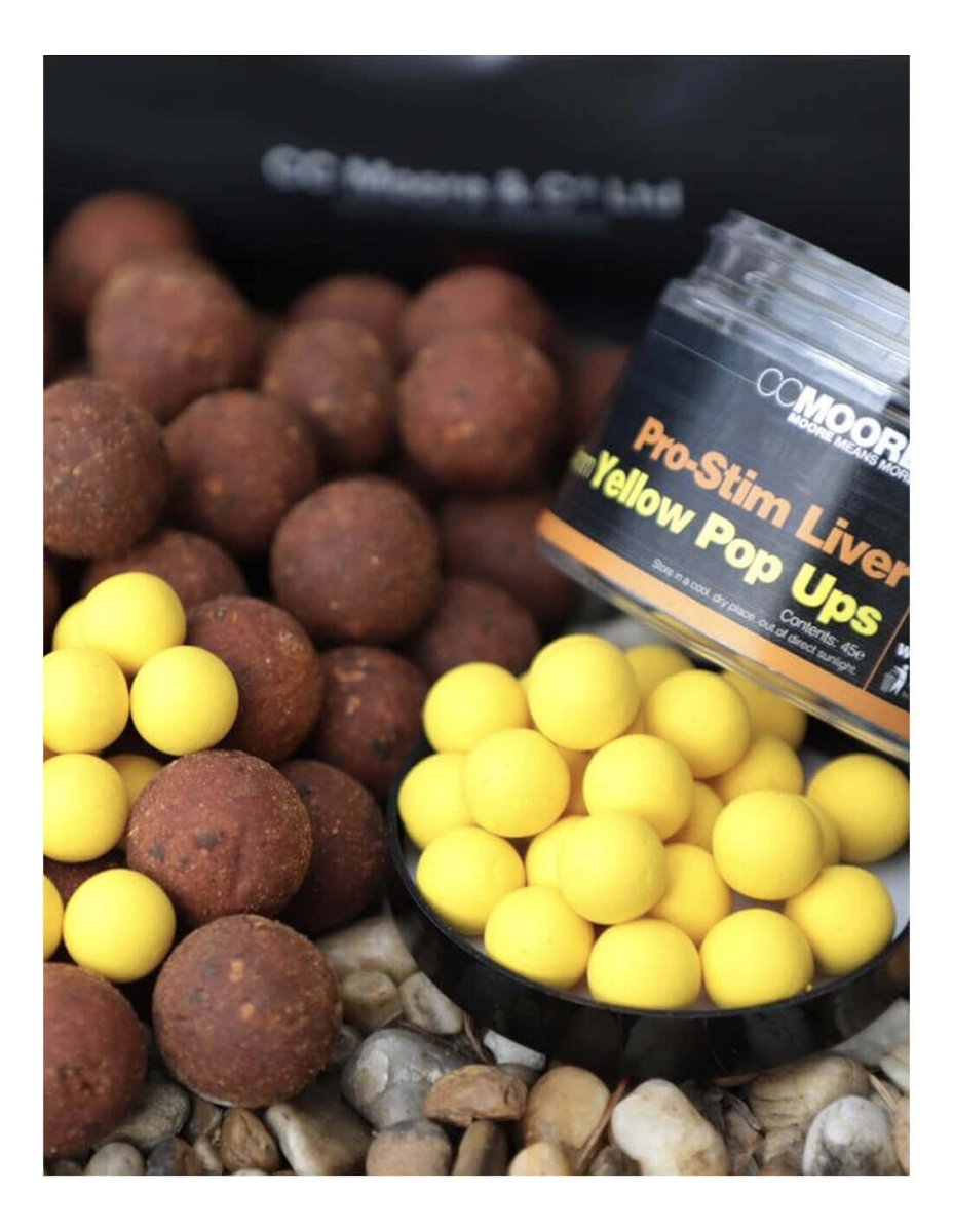 Pop ups Ccmoore Pro - Stim Liver Amarillo 14 mm - Tienda Carpfishing