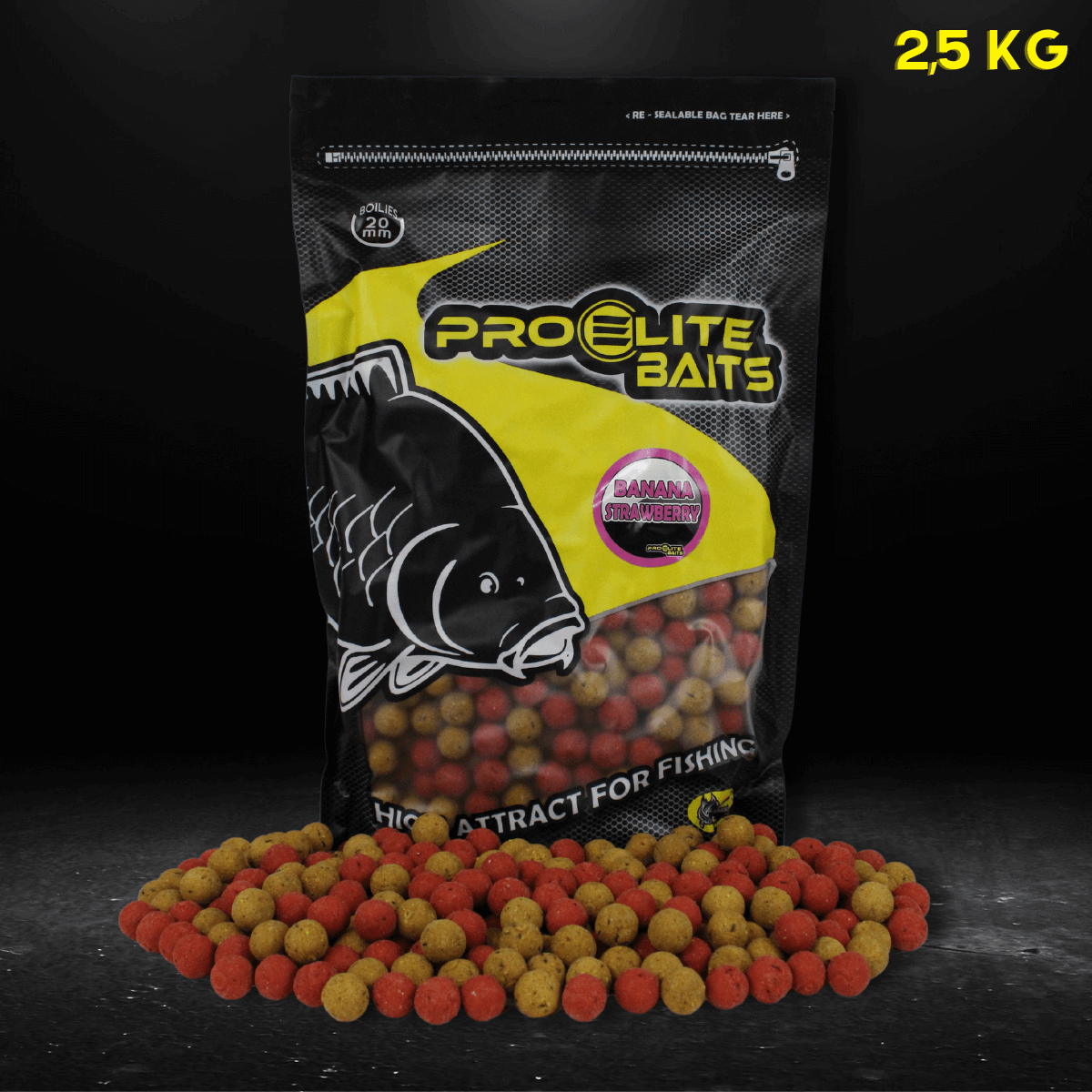 Boilies Pro Elite Baits Banana Strawberry 20 mm 2.5 Kg