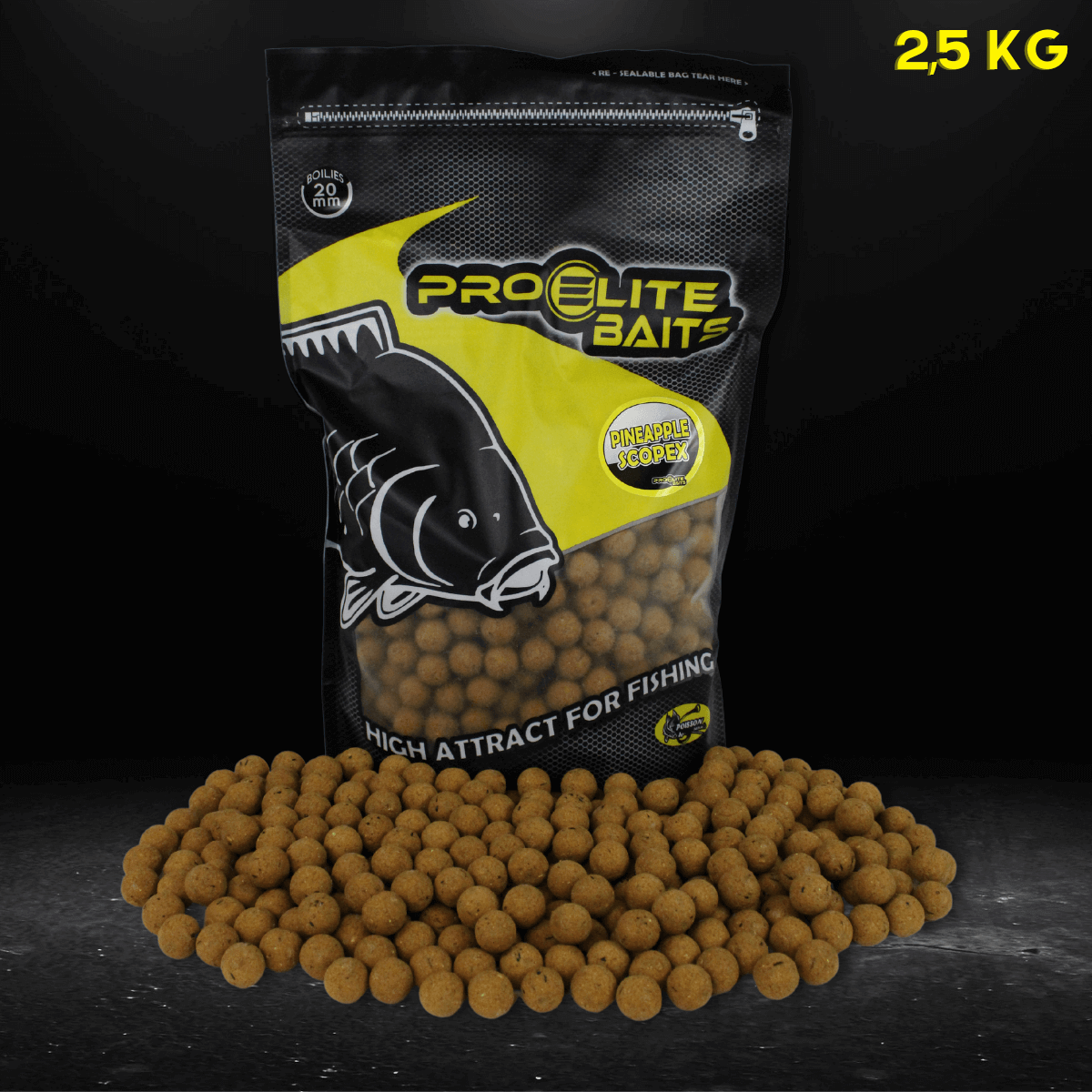 Boilies Pro Elite Baits Pineapple Scopex 20 mm 2.5 Kg