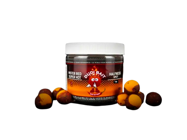 Halfness Dudi Bait Mister Red Super Hot Spicy Fish 14 mm - Tienda Carpfishing