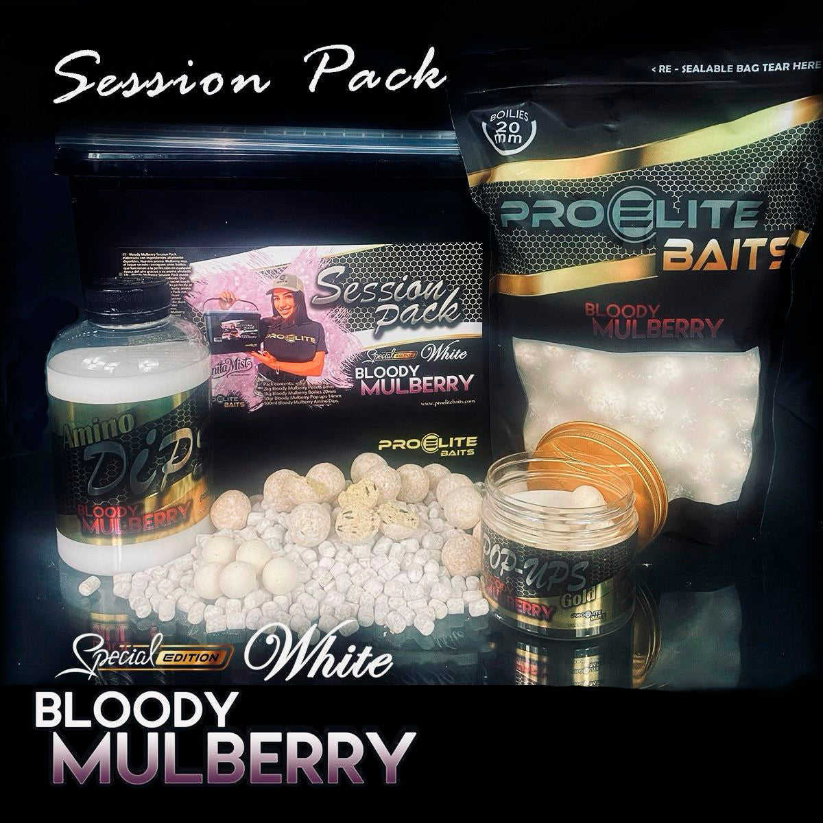 Session Pack Pro Elite Baits Gold Bloody Mulberry Special Edition White