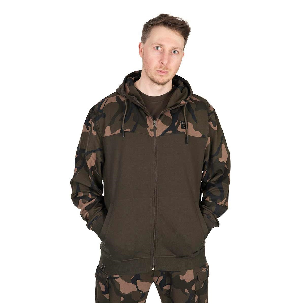 Sweatshirt Fox LW Khaki and Camo hooded zip-up sweatshirt