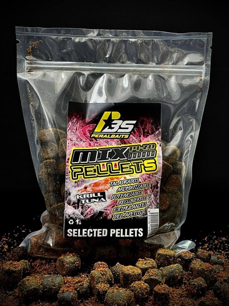 Mix Pellets Peralbaits Krill Tuna 14 - 20 mm - Tienda Carpfishing