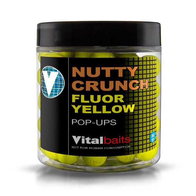Pop ups Vitalbaits Nutty Crunch Fluor amarillos 18 mm - Tienda Carpfishing