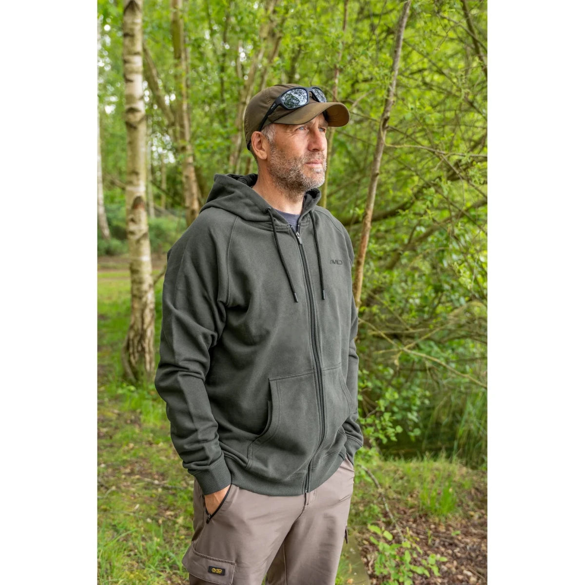 Sudadera Avid Carp Bearing Verde con cremallera - Tienda Carpfishing