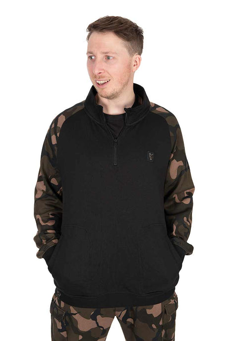 Sudadera Fox LW Negro y Camo con cremallera - Tienda Carpfishing