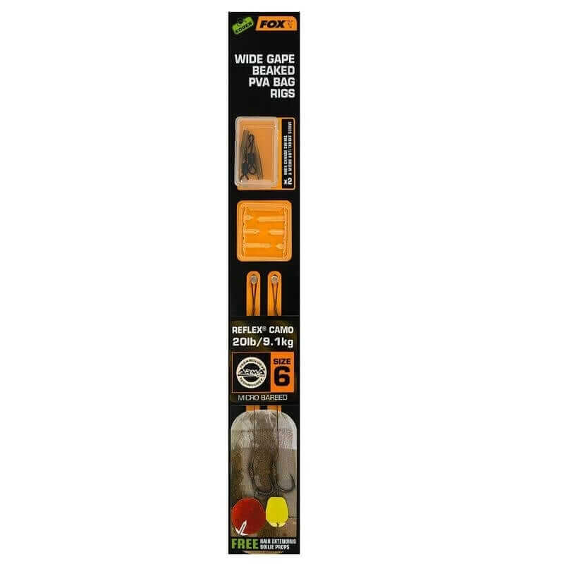 anzuelos montados fox wide gape beaked pva 6