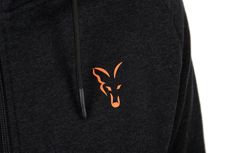 Sudadera Fox Collection LW Negra y Naranja de cremallera - Tienda Carpfishing